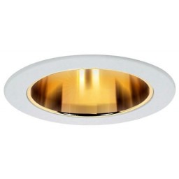 4" Recessed lighting clear glass lens specular gold reflector white shower trim