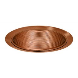 6" Recessed lighting air tight copper stepped baffle trim