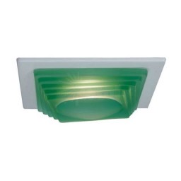 4" Low voltage recessed lighting designer green step glass white square trim