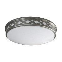 LED 14" diamond lattice satin nickel round ceiling surface light flush mount warm white 3000K dimmable LED-JR002DNKL