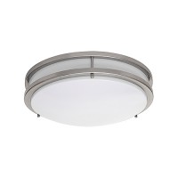 LED 14" two ring satin nickel ceiling surface light flush mount cool white 4000K dimmable LED-JR002L/NKL