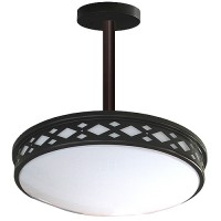 LED 17" diamond lattice bronze round pendant ceiling surface light flush mount natural white 4000K dimmable LED-JR003P1BZ